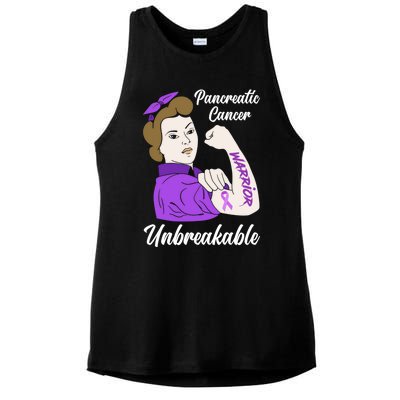 Pancreatic Cancer Warrior Unbreakable Pancreatic Cancer Gift Ladies PosiCharge Tri-Blend Wicking Tank