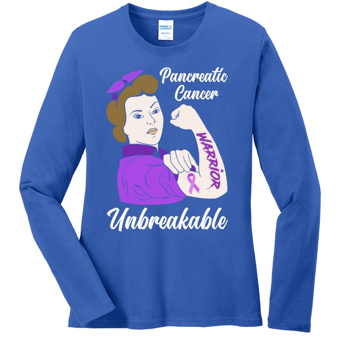 Pancreatic Cancer Warrior Unbreakable Pancreatic Cancer Gift Ladies Long Sleeve Shirt