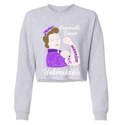 Pancreatic Cancer Warrior Unbreakable Pancreatic Cancer Gift Cropped Pullover Crew