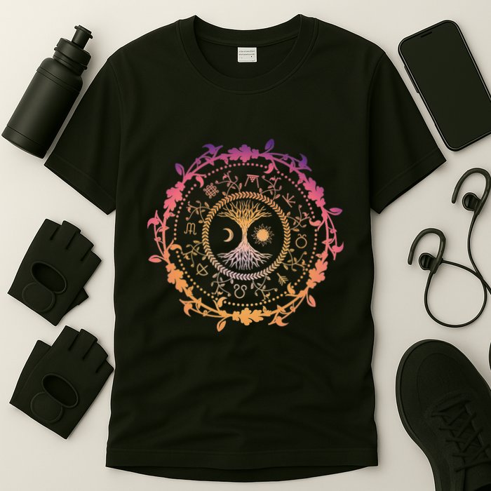 Pagan Calendar Wiccan Tree Of Life Wheel Of Year T-Shirt
