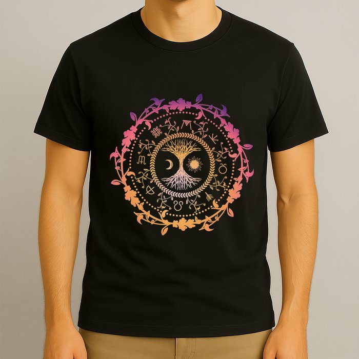 Pagan Calendar Wiccan Tree Of Life Wheel Of Year T-Shirt