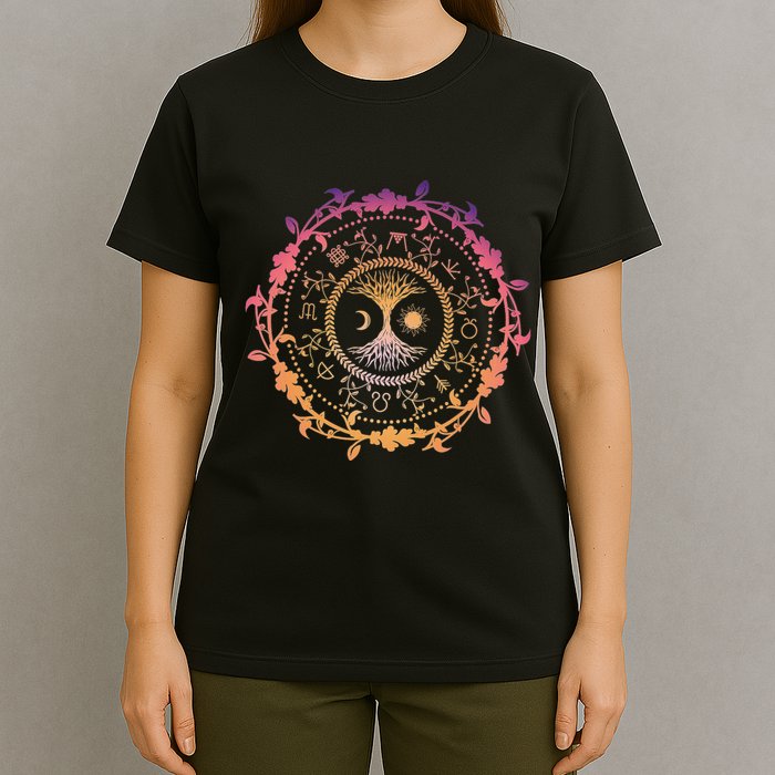 Pagan Calendar Wiccan Tree Of Life Wheel Of Year T-Shirt