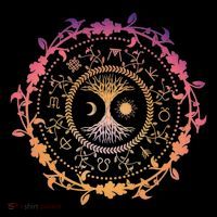 Pagan Calendar Wiccan Tree Of Life Wheel Of Year Drawstring Bag