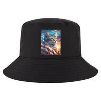 Patriotic Cat With Us Flag 4th Of July Cool Comfort Performance Bucket Hat