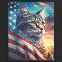 Patriotic Cat With Us Flag 4th Of July Cool Comfort Performance Bucket Hat