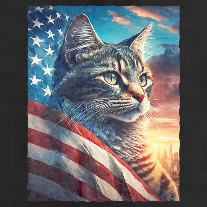 Patriotic Cat With Us Flag 4th Of July Cool Comfort Performance Bucket Hat
