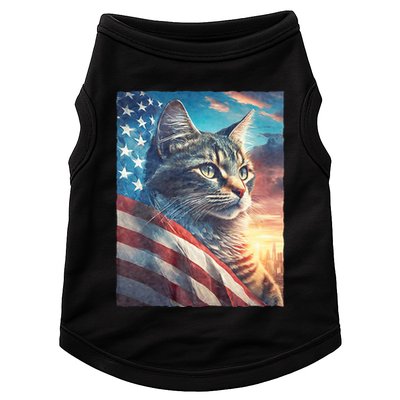Patriotic Cat With Us Flag 4th Of July Doggie Tank