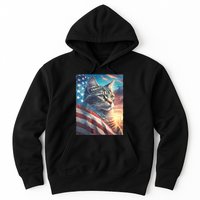 Patriotic Cat With Us Flag 4th Of July Hoodie