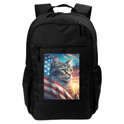 Patriotic Cat With Us Flag 4th Of July Backpack