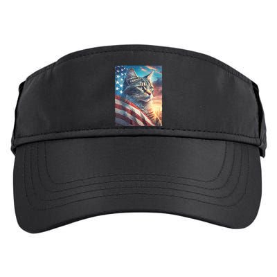 Patriotic Cat With Us Flag 4th Of July Adult Drive Performance Visor