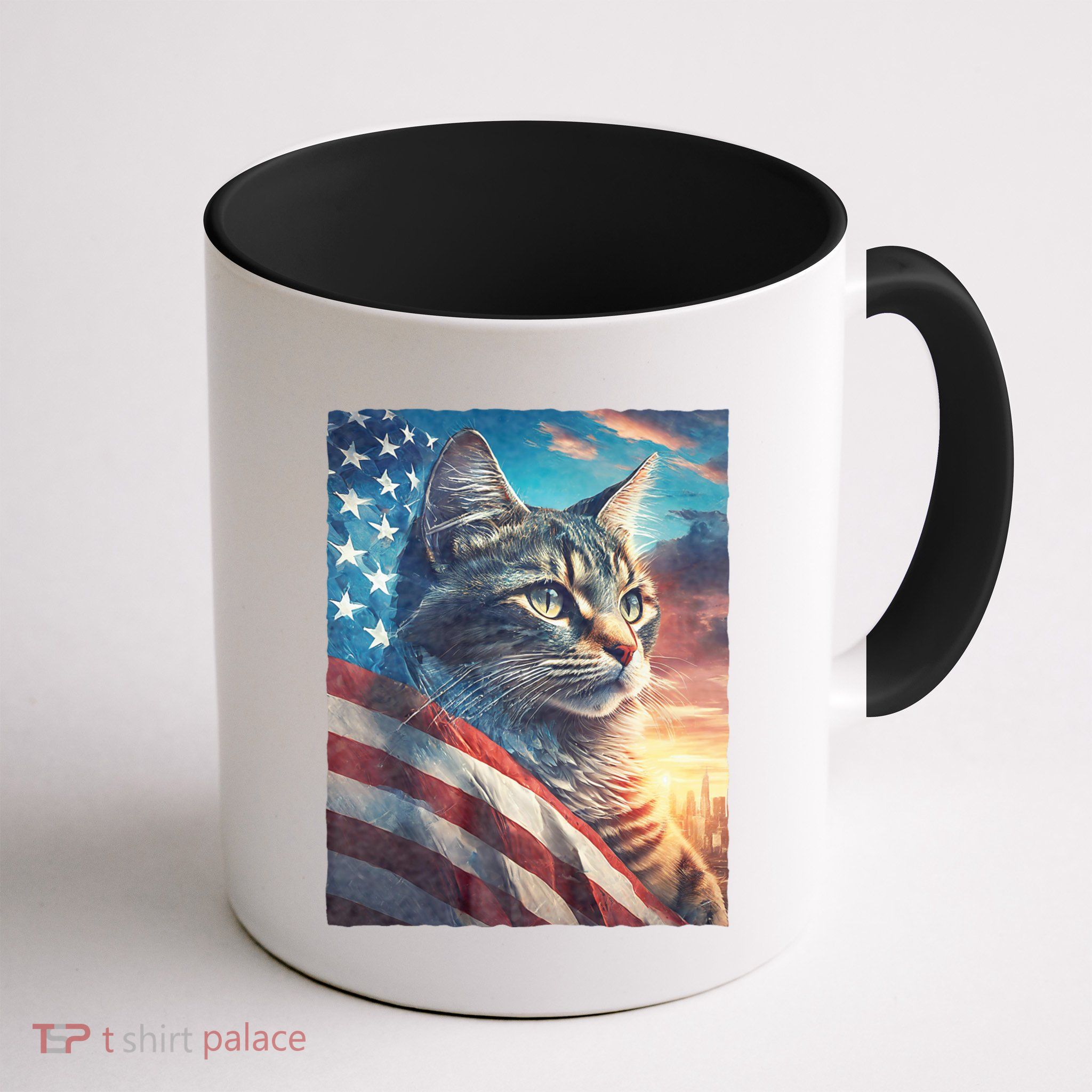 Patriotic Cat With Us Flag 4th Of July Mug