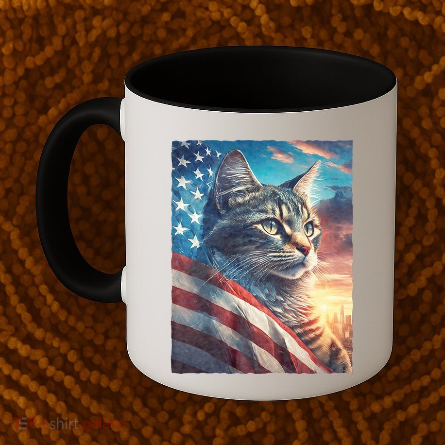 Patriotic Cat With Us Flag 4th Of July Mug