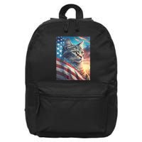 Patriotic Cat With Us Flag 4th Of July 16 in Basic Backpack