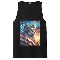 Patriotic Cat With Us Flag 4th Of July PosiCharge Competitor Tank
