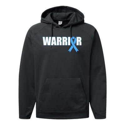 Prostate Cancer Warrior Light Blue Ribbon Performance Fleece Hoodie