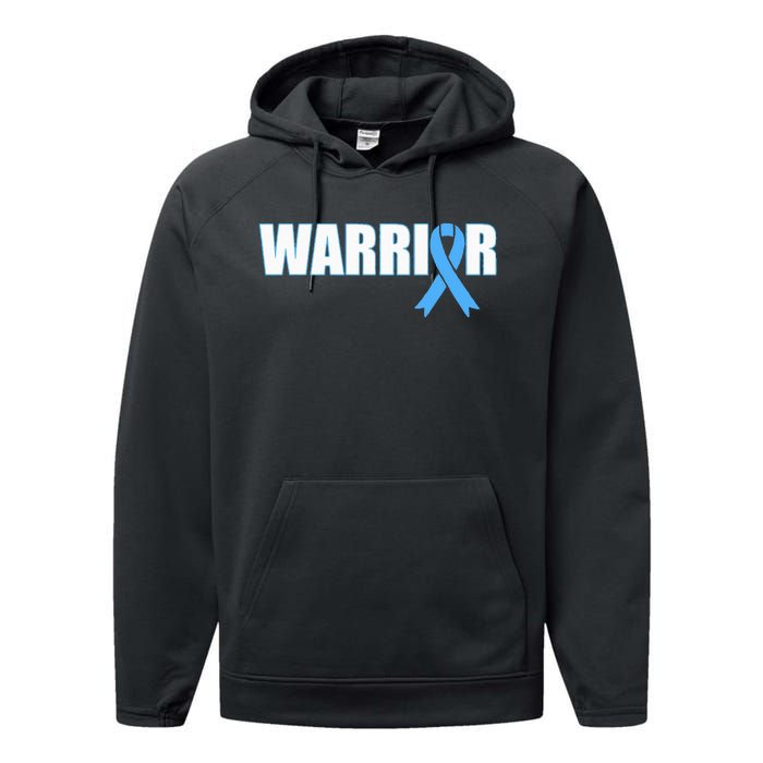 Prostate Cancer Warrior Light Blue Ribbon Performance Fleece Hoodie