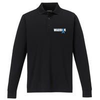 Prostate Cancer Warrior Light Blue Ribbon Performance Long Sleeve Polo