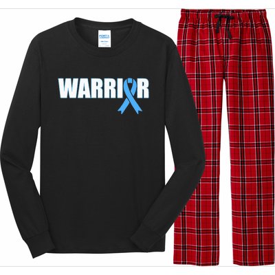 Prostate Cancer Warrior Light Blue Ribbon Long Sleeve Pajama Set