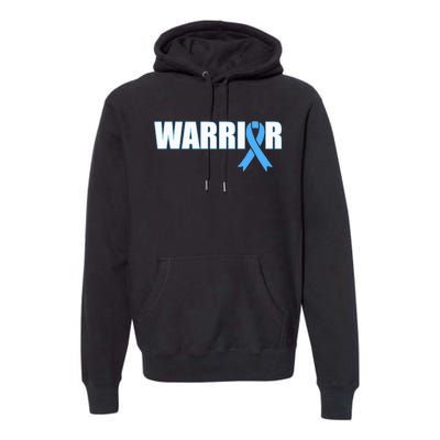 Prostate Cancer Warrior Light Blue Ribbon Premium Hoodie