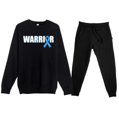 Prostate Cancer Warrior Light Blue Ribbon Premium Crewneck Sweatsuit Set