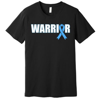 Prostate Cancer Warrior Light Blue Ribbon Premium T-Shirt