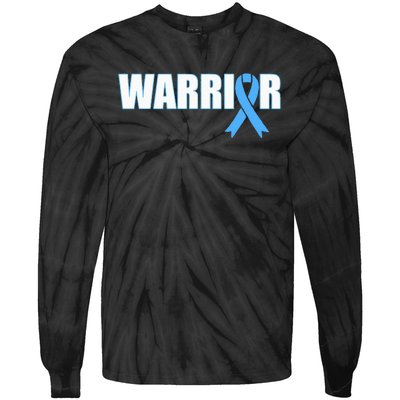 Prostate Cancer Warrior Light Blue Ribbon Tie-Dye Long Sleeve Shirt