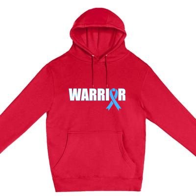 Prostate Cancer Warrior Light Blue Ribbon Premium Pullover Hoodie