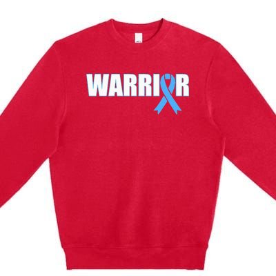 Prostate Cancer Warrior Light Blue Ribbon Premium Crewneck Sweatshirt