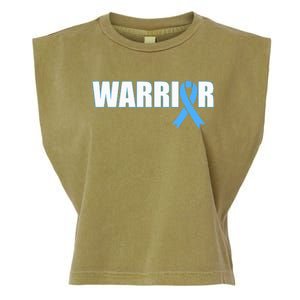 Prostate Cancer Warrior Light Blue Ribbon Garment-Dyed Women's Muscle Tee