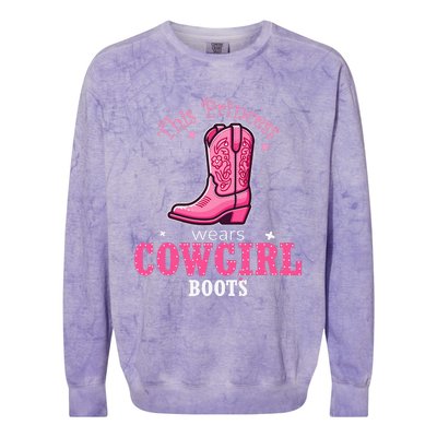 Princess Cowgirl Wears Western Cowboy Boots Farm Colorblast Crewneck Sweatshirt