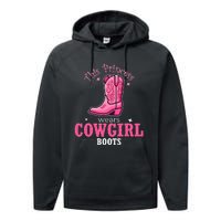 Princess Cowgirl Wears Western Cowboy Boots Farm Performance Fleece Hoodie