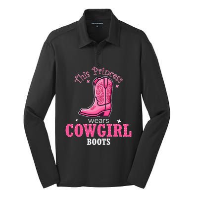 Princess Cowgirl Wears Western Cowboy Boots Farm Silk Touch Performance Long Sleeve Polo