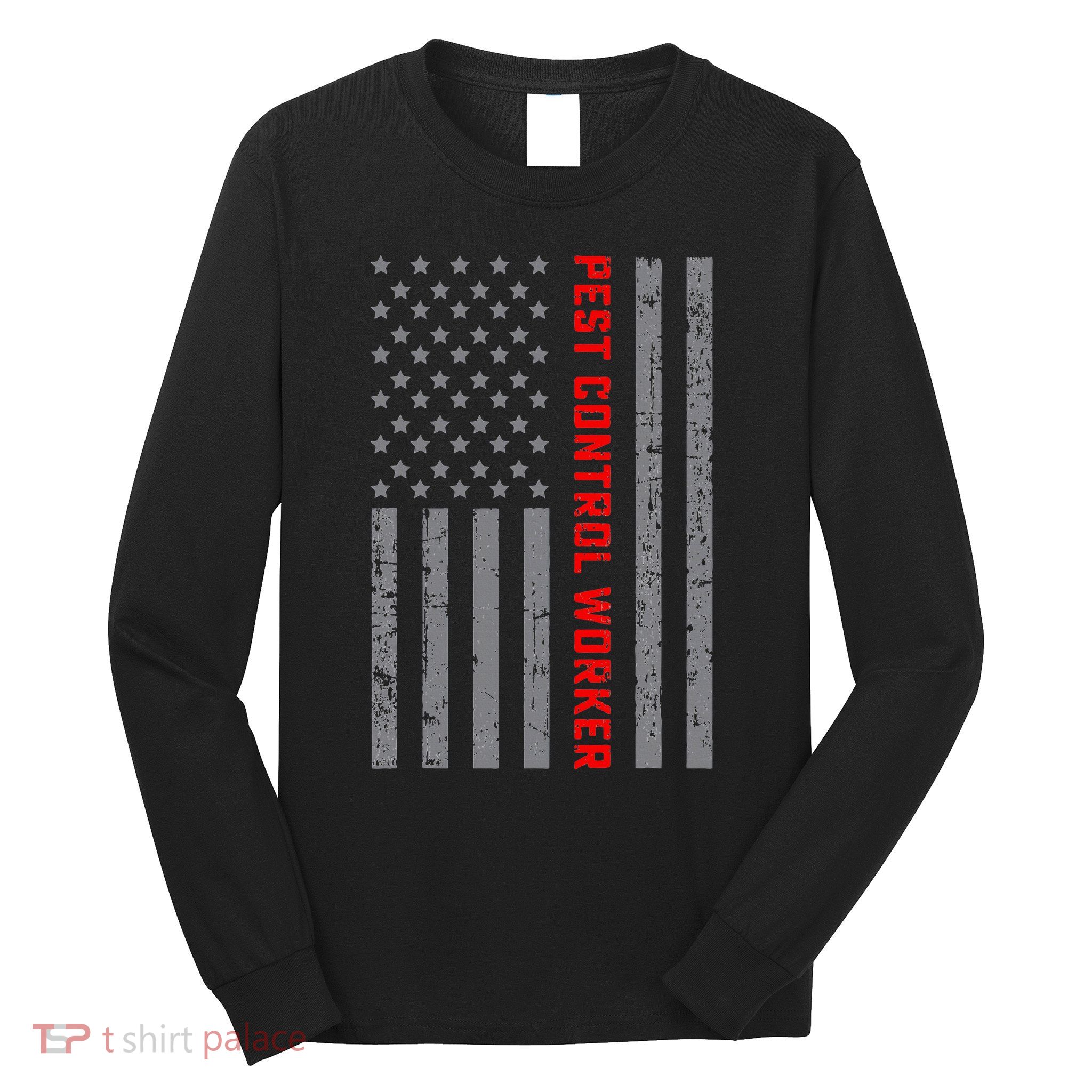 Pest Control Worker Vintage Us Flag For Dad Long Sleeve Shirt