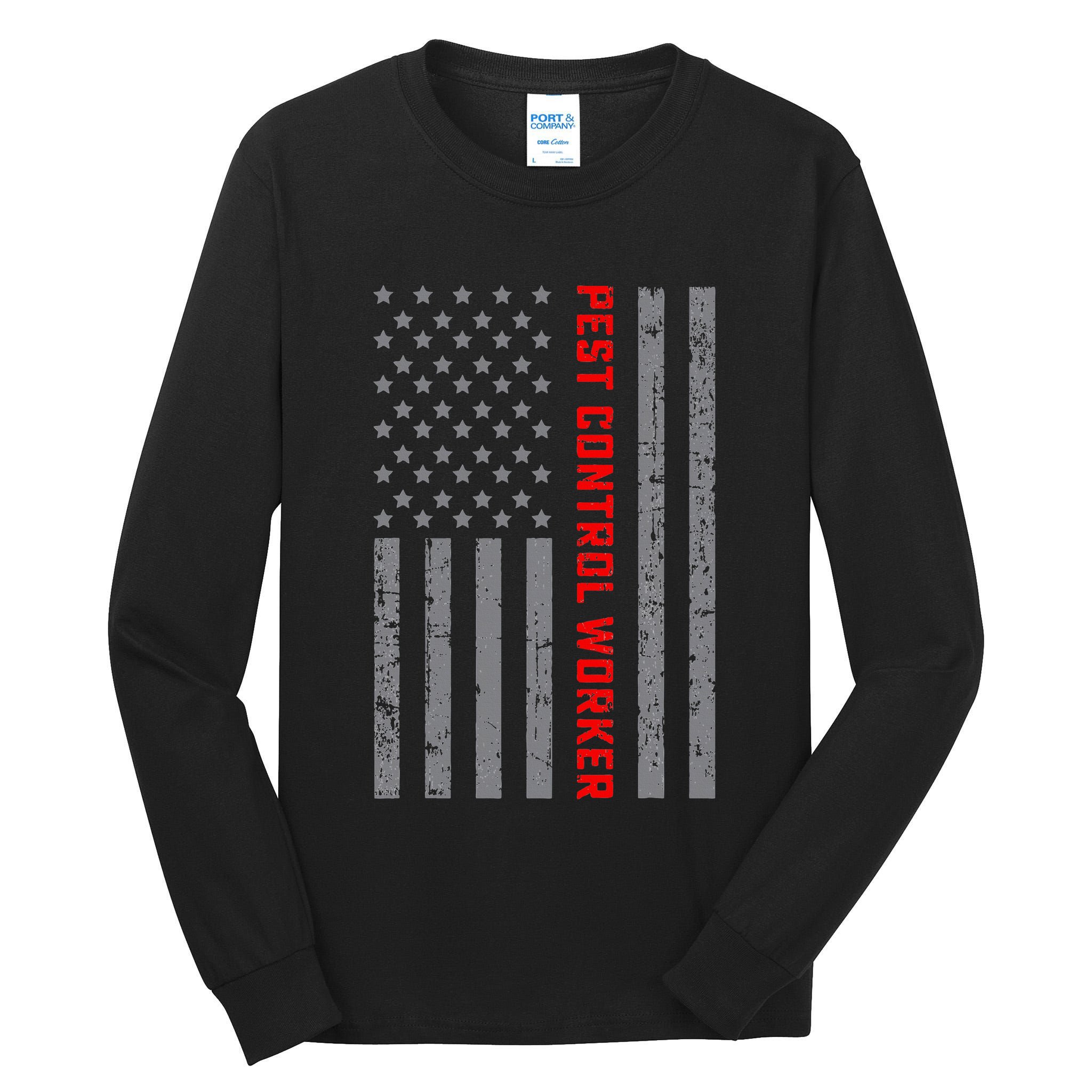 Pest Control Worker Vintage Us Flag For Dad Tall Long Sleeve T-Shirt