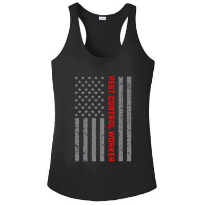 Pest Control Worker Vintage Us Flag For Dad Ladies PosiCharge Competitor Racerback Tank