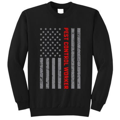 Pest Control Worker Vintage Us Flag For Dad Tall Sweatshirt