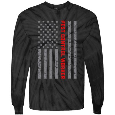 Pest Control Worker Vintage Us Flag For Dad Tie-Dye Long Sleeve Shirt