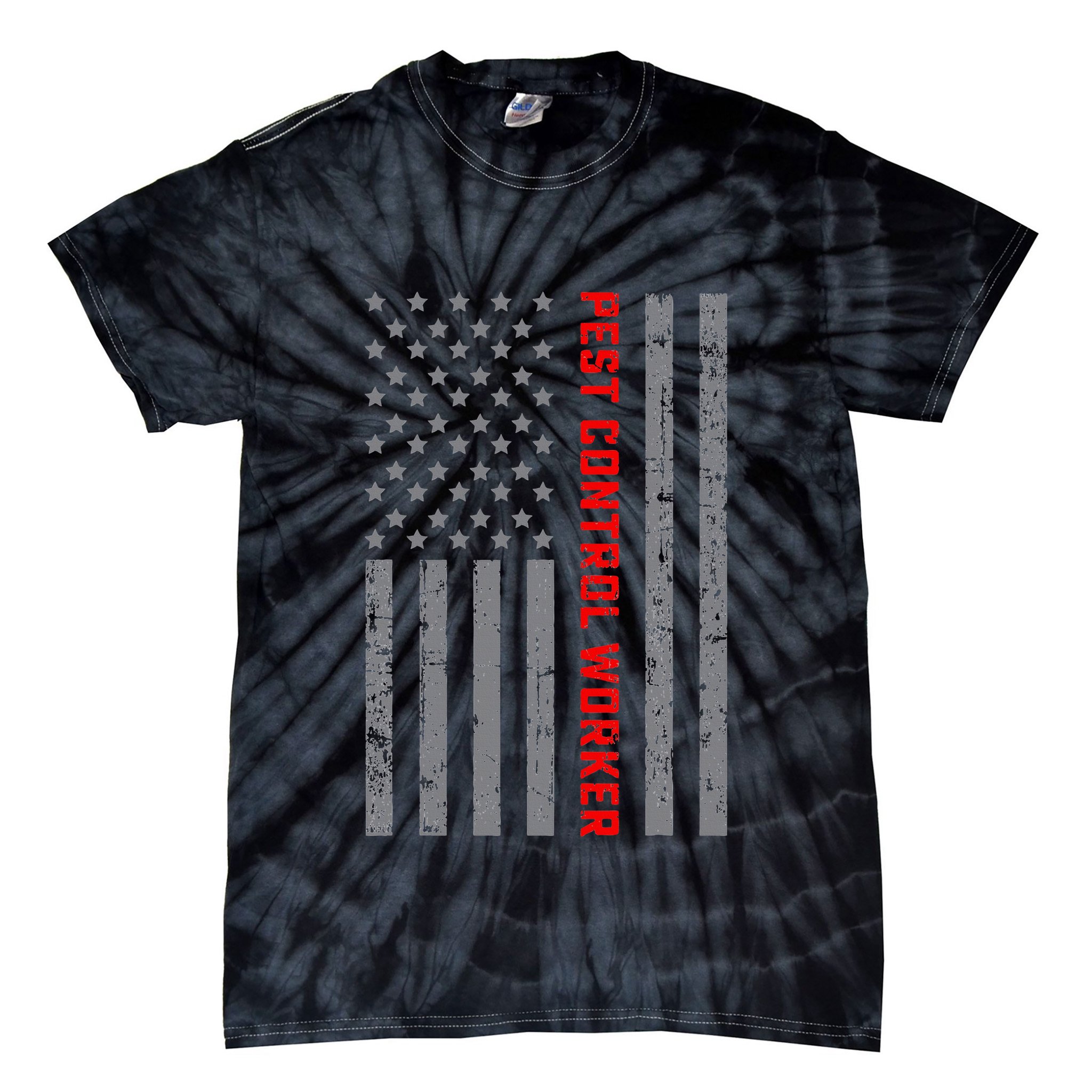 Pest Control Worker Vintage Us Flag For Dad Tie-Dye T-Shirt