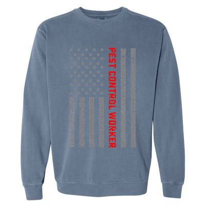 Pest Control Worker Vintage Us Flag For Dad Garment-Dyed Sweatshirt