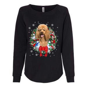 Poodle Christmas Wreath Ornat Decoration Dog Xmas Pajama Gift Womens California Wash Sweatshirt