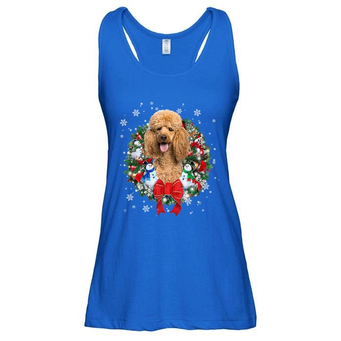 Poodle Christmas Wreath Ornat Decoration Dog Xmas Pajama Gift Ladies Essential Flowy Tank