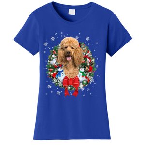 Poodle Christmas Wreath Ornat Decoration Dog Xmas Pajama Gift Women's T-Shirt