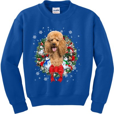 Poodle Christmas Wreath Ornat Decoration Dog Xmas Pajama Gift Kids Sweatshirt