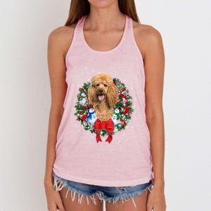 Poodle Christmas Wreath Ornat Decoration Dog Xmas Pajama Gift Women's Knotted Racerback Tank