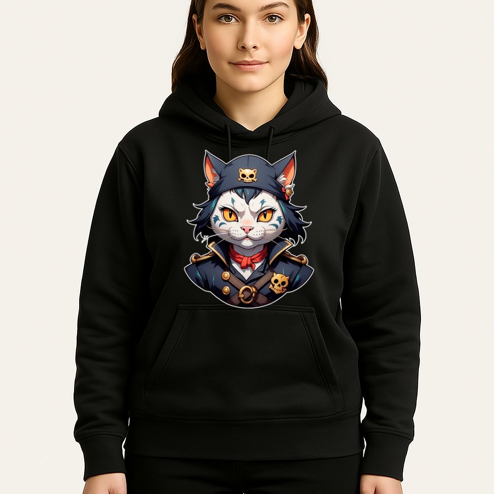 Pirate Cat With Bandana Hoodie