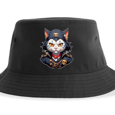 Pirate Cat With Bandana Sustainable Bucket Hat