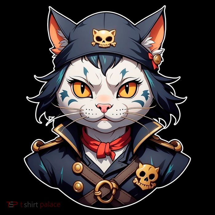 Pirate Cat With Bandana Button