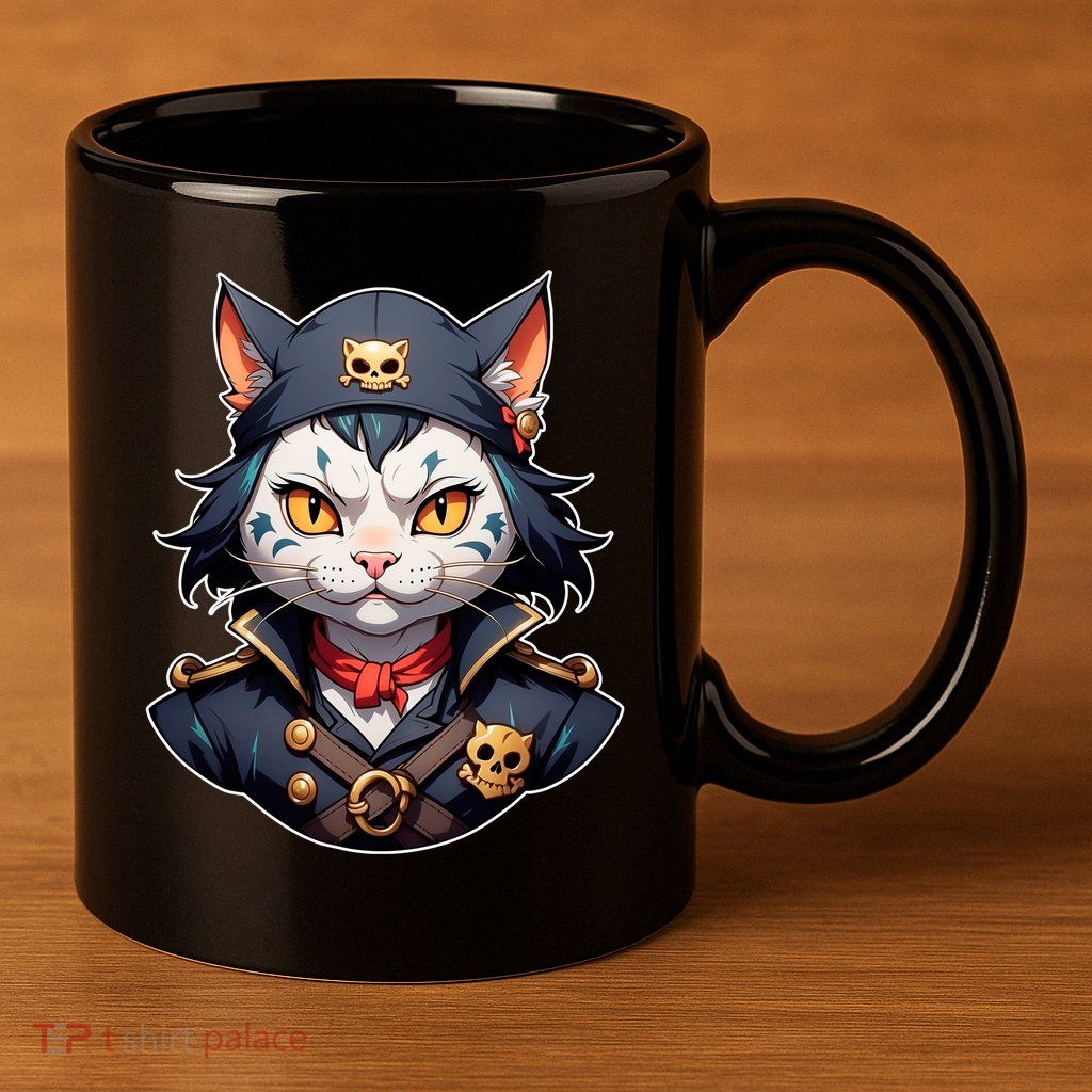 Pirate Cat With Bandana 11oz C Handle Ceramic Mug