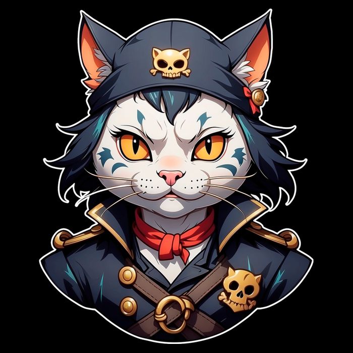 Pirate Cat With Bandana Drawstring Bag
