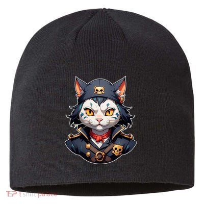 Pirate Cat With Bandana Sustainable Beanie